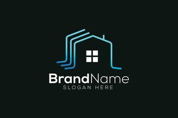 Colorful falls and home logo design template