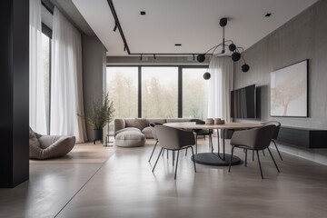 Naklejka na ściany i meble a minimalist interior with clean lines and simple shapes, showcasing the essence of the space, created with generative ai