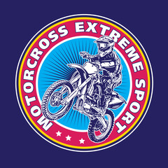 Motocross Extreme Sport Logo Emblem Vector Style