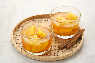 Setup Nanas, Indonesian traditional dessert made from pineapple, palm sugar, cinnamon, pandan leaves and cloves. 
