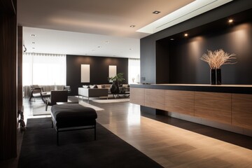 modern minimalist reception with sleek decor and clean lines, created with generative ai