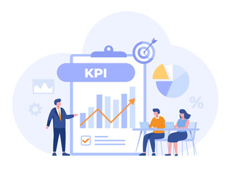 KPI metric, management business, target and performance, strategy, analyst, key performance indicator,Flat vector illustration banner background