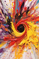 Obraz na płótnie Canvas swirling vortex of vibrant paint splatters, created with generative ai