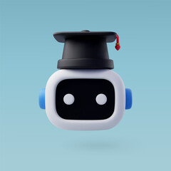 3d Vector Robot Machine Learning, AI in science and business, Technology and engineering concept.