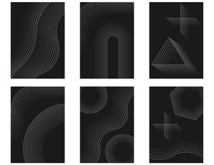 Abstract lines on dark background. Geometric stripe line art design. Vector illustration.