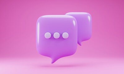 3d rendering bubble speech isolated on pink background. 3d render illustration