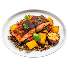 Grilled salmon, high resolution without background, suitable for advertising banners, image generated by Ai