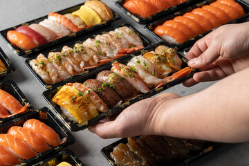 Salmon belly, sushi, tuna sashimi, tuna, shrimp, assorted, soy sauce shrimp, soy sauce, egg, tofu, tataki, wagyu, mayonnaise