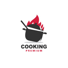 cooking pot hipster modern logo vector icon illustration