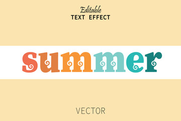 Editable text style effect - retro summer text in grunge style. Summer letters