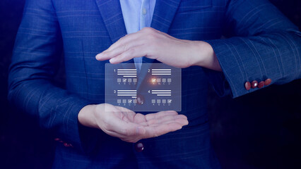 Online exam concept, choose correct answer in test. checklist and online testing. online exam test. online questionnaire results on desktop. quiz.