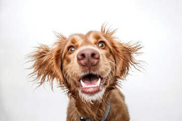 Portrait of happy dog. Generative AI