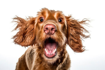 Obraz premium Portrait of happy dog. Generative AI