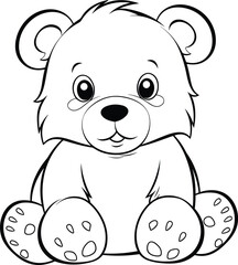 Obraz na płótnie Canvas Bear, colouring book for kids, vector illustration 
