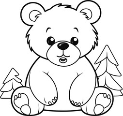 Bear, colouring book for kids, vector illustration