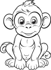 Chimpanzee, colouring book for kids, vector illustration	
