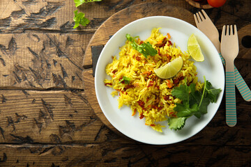 Homemade vegan pilau with sun dried tomatoes