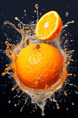 Fototapeta na wymiar An vibrant image of a Tangerine splashed in bright paint, symbolizing freshness and health. Generative AI technology.