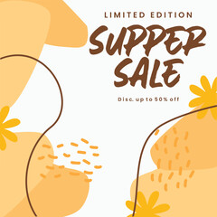 Supper sale minimalist square banner template. Suitable for social media posts, flyer,backgroud and web internet ads