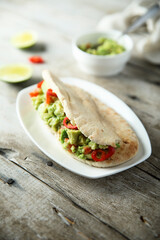 Guacamole sandwich with chili pepper