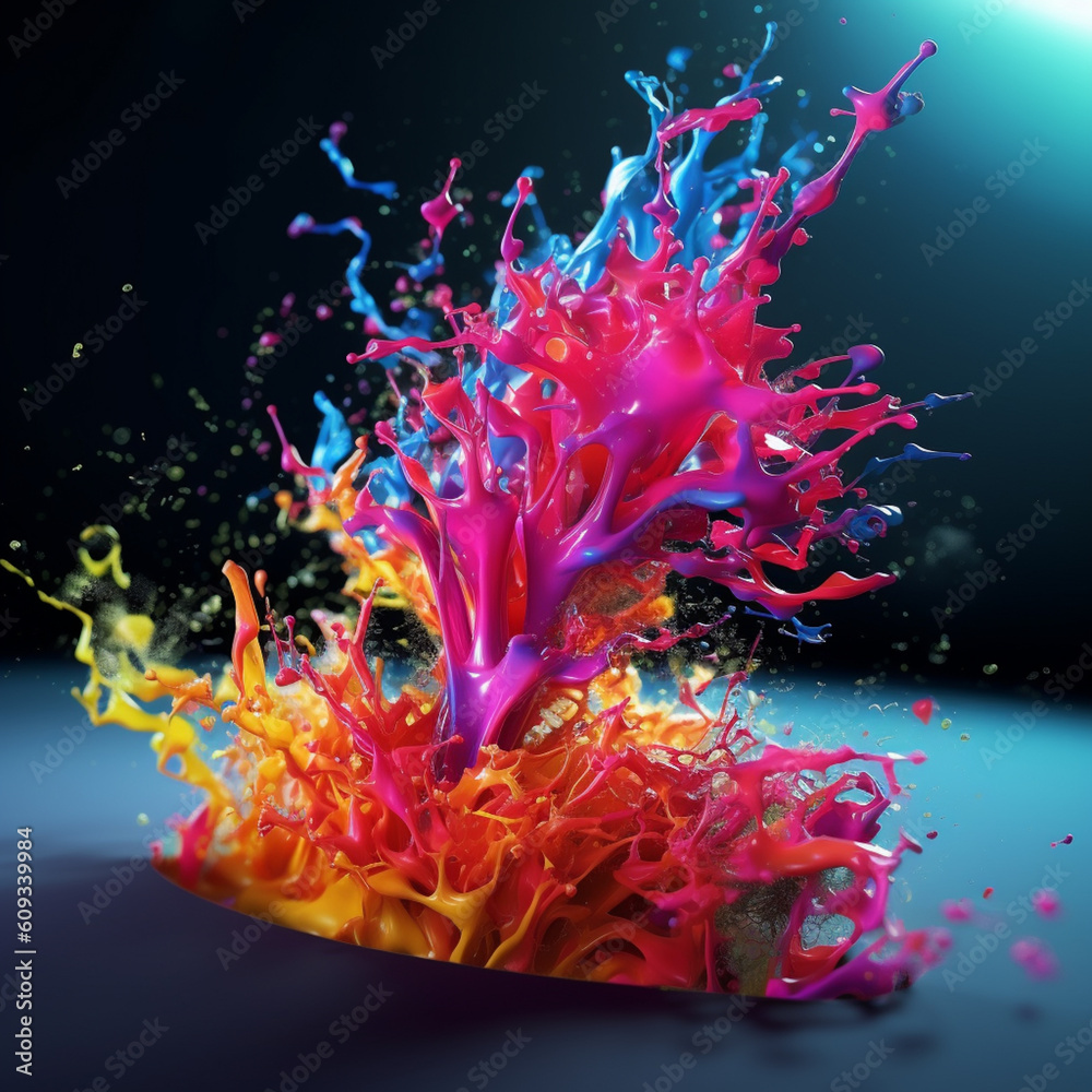 Fototapete an abstract surreal photograph of a thyme splashed in bright paint. generative ai technology.