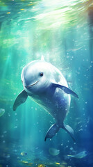 Anime Art Style Vaquita Swimming In The Water Cute And Colorful Generative Ai Digital Illustration Part#030623