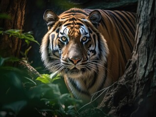 Bengal tiger, tiger in the forest. Generative Ai.