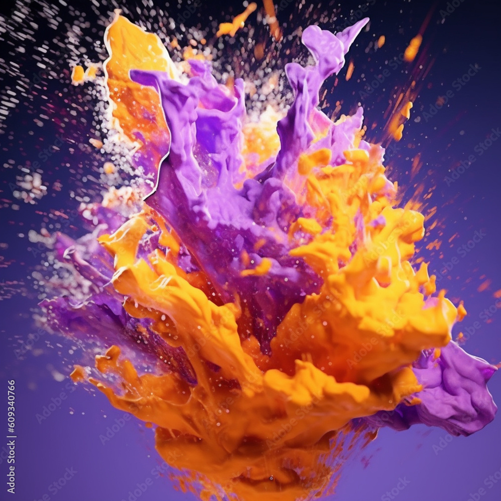 Fototapete an abstract surreal photograph of a ametrine splashed in bright paint. generative ai technology.