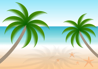 Summer Beach or Sea Background. Vacation or Holiday Background. Vector Illustration. 