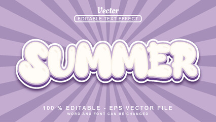 Editable 3d text effect summer fun style isolated on purple background