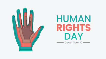 Papercut vector illustration of human's palm hand for Human Rights Day poster