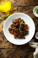Traditional beef ragout with vegetables