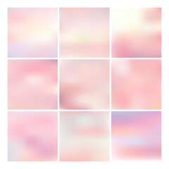 Vector set of abstract multicolored blurred background. sunset color.