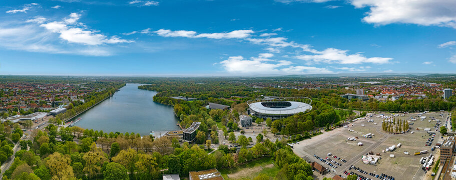Aerial view of the Masch Lake in Hannover, Germany