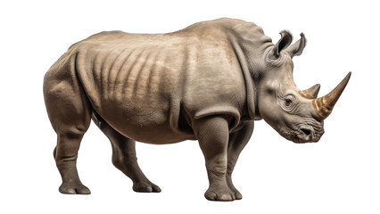 Rhinoceros isolated on transparent background created with generative AI technology