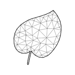 Leaf vector illustration in polygonal style, isolated on white background