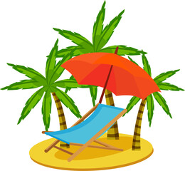 Beach with palms. Summer vacation on sea