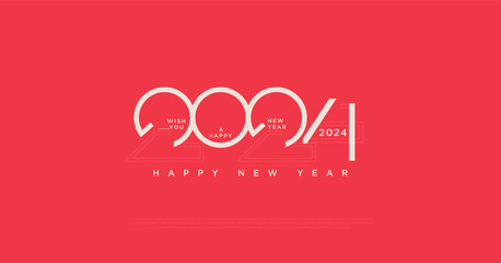 Fototapeta na wymiar 2024 new year with a simple color combination, only two colors..