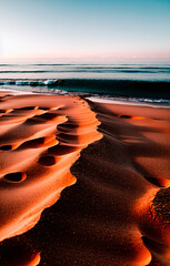 sand dunes at sunset. Generative AI.