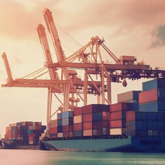 Containers in the port sea freight Generative AI