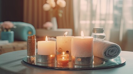 Obraz na płótnie Canvas Beauty spa treatment with candles
