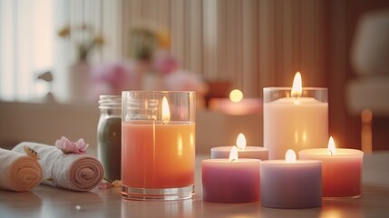 Beauty spa treatment with candles
