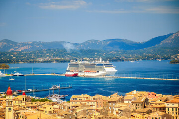 Cruise ship at the pier of Kerkyra city