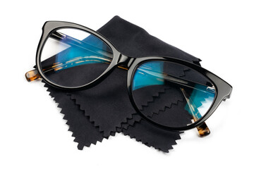 Glasses on black lens wipes