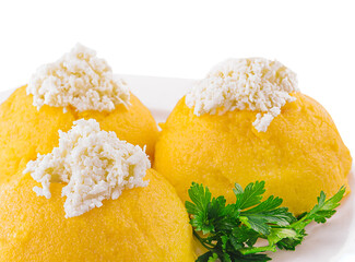 corn porridge or polenta with goat cheese