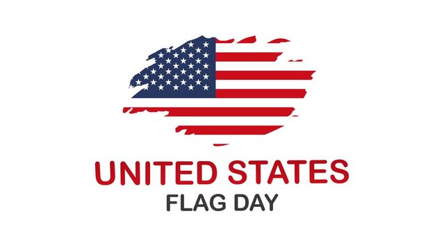 united states flag day animated text. 4k video greeting card. gift card. alpha channel.