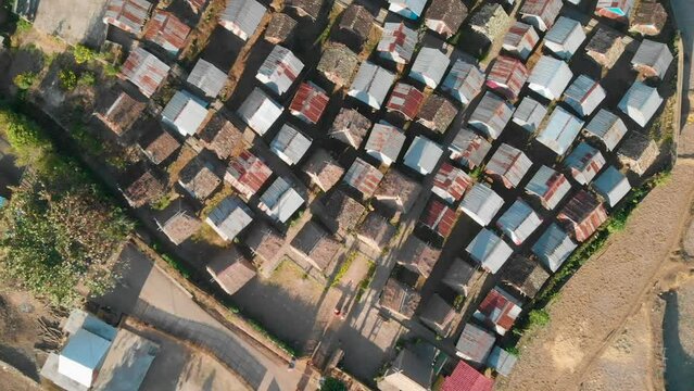 Drone View of Uma Lengge, Traditional Village of Bima Tribe Indonesia Uma Lengge di Bima