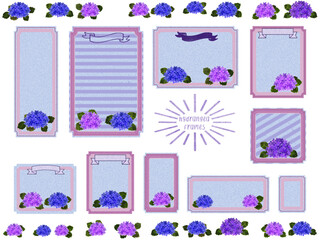 メッセージカード素材【6月はアジサイ】ミニフレーム(・&forall;・)