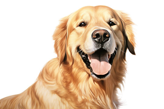 Golden dog portrait in watercolor style, PNG background