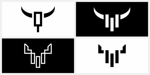 bull for buy and sell forex trading logo design template vector EPS 10.
